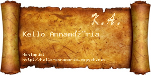 Kello Annamária névjegykártya